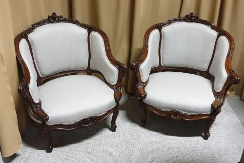 Outstanding Pair of French Fauteuils Armchairs