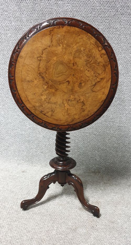 Burr Walnut Pedestal Lamp Table