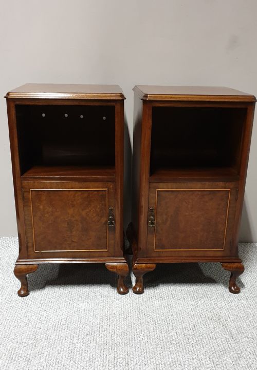 Pair Queen Anne Bedside Cabinets