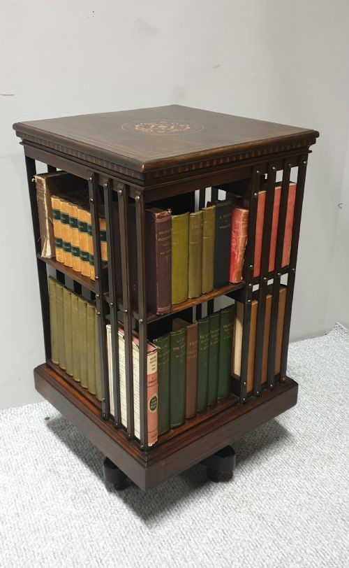 Rosewood Inlaid Revolving Bookcase