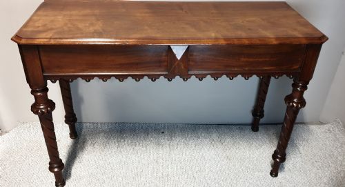 Victorian Gothic Mahogany Hall Console Table