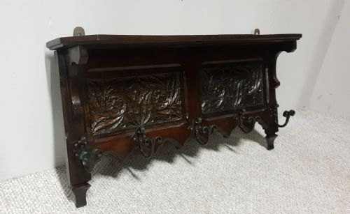 Carved Oak Coat Rack