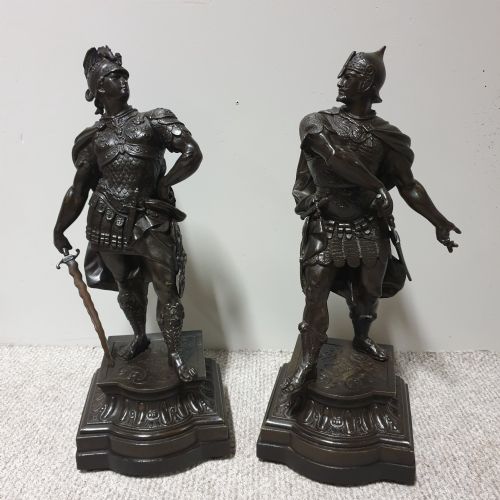 Large Pair Spelter Figures