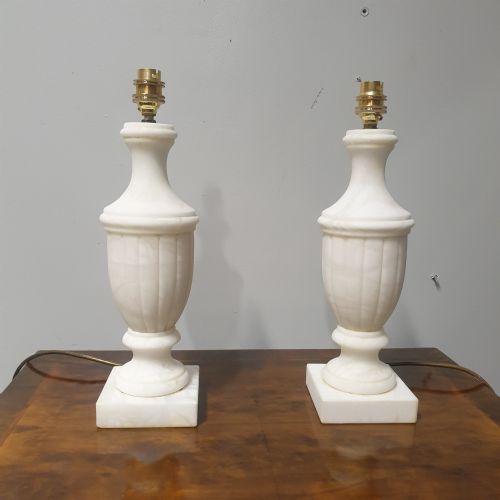 Superb Pair Original White Marble Table
 Lamps