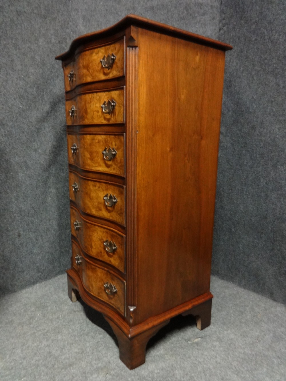 Very Good Burr Walnut Serpentine Chest of Drawers View V
