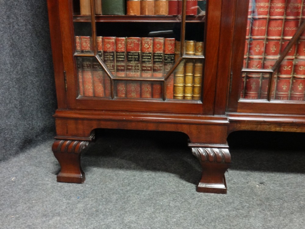 Very Good Inverted Mahogany Four Door Library Bookcase View II
