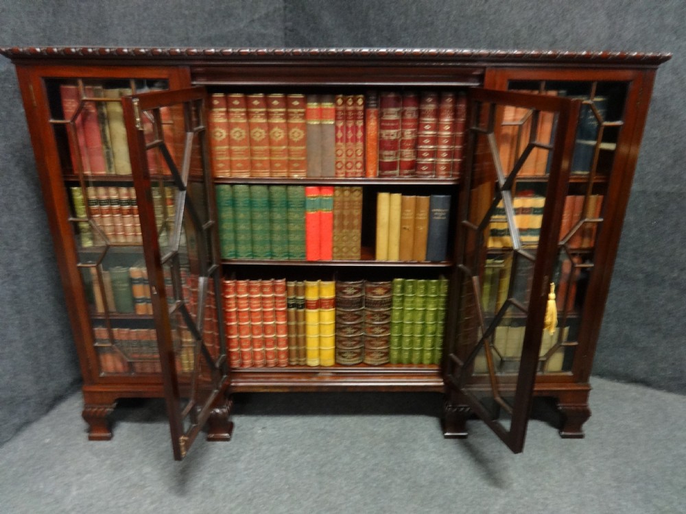 Very Good Inverted Mahogany Four Door Library Bookcase View V