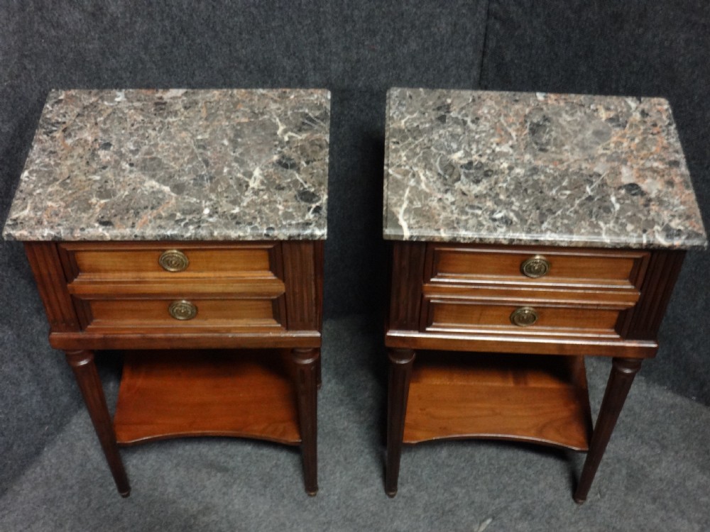 Pair French Empire Mahogany Bedside Chests of Drawers View II