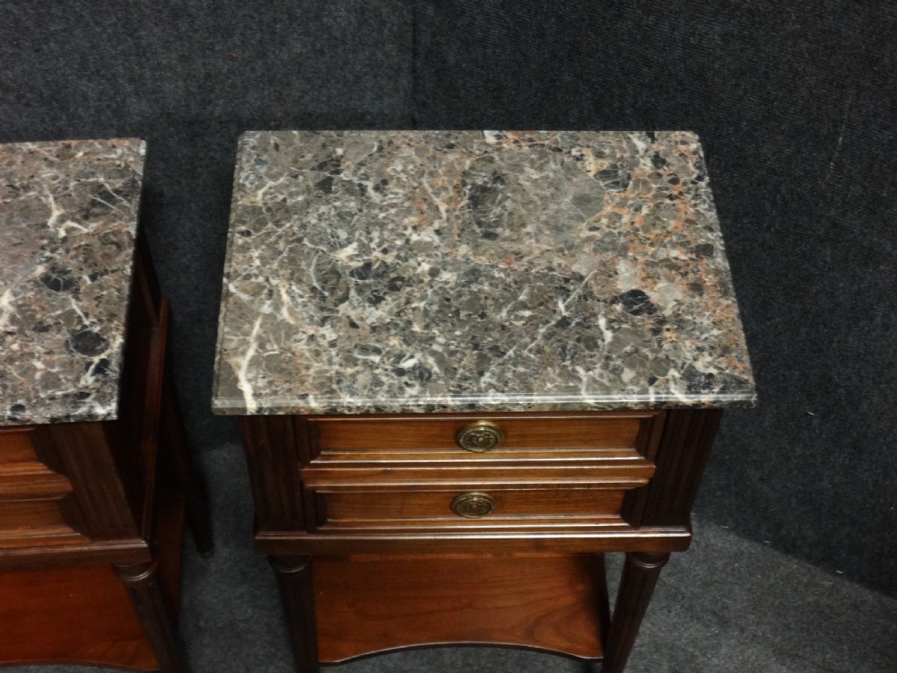 Pair French Empire Mahogany Bedside Chests of Drawers View III