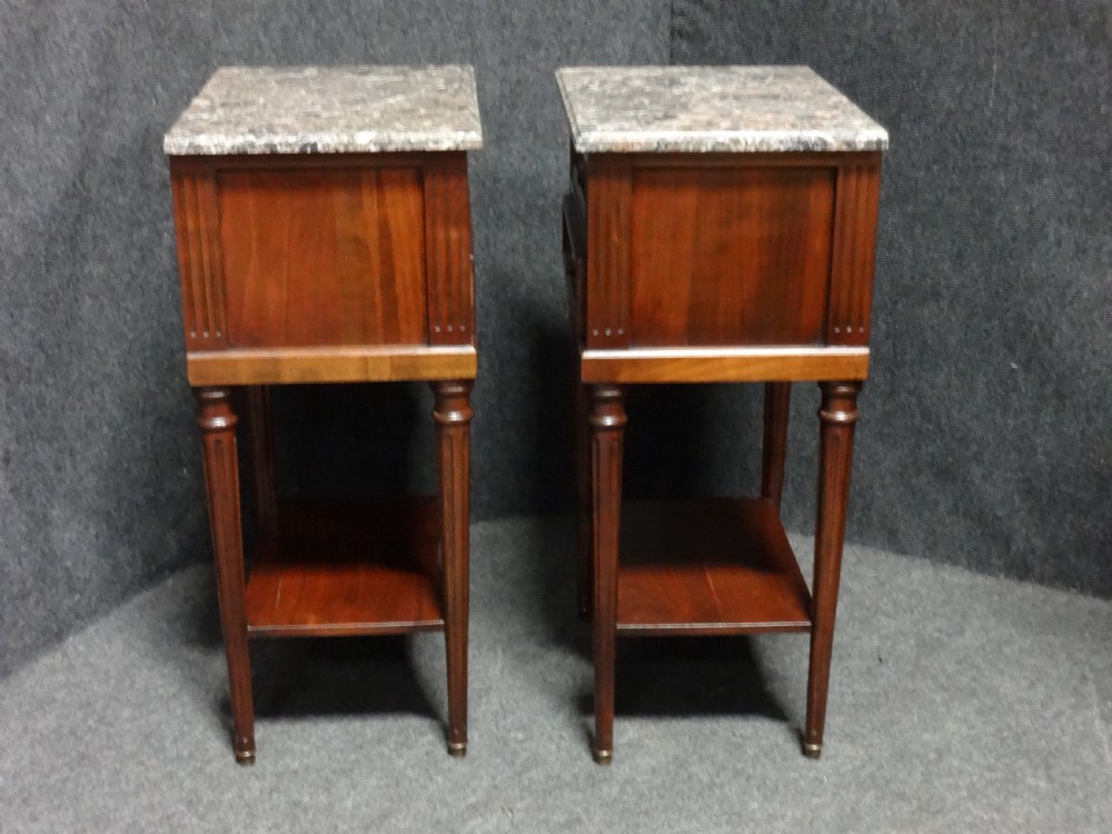 Pair French Empire Mahogany Bedside Chests of Drawers View V