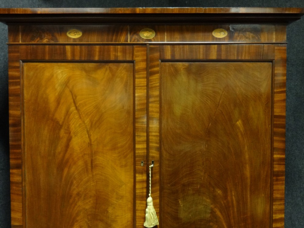 Excellent Quality Regency Mahogany Inlaid Linen Press View II