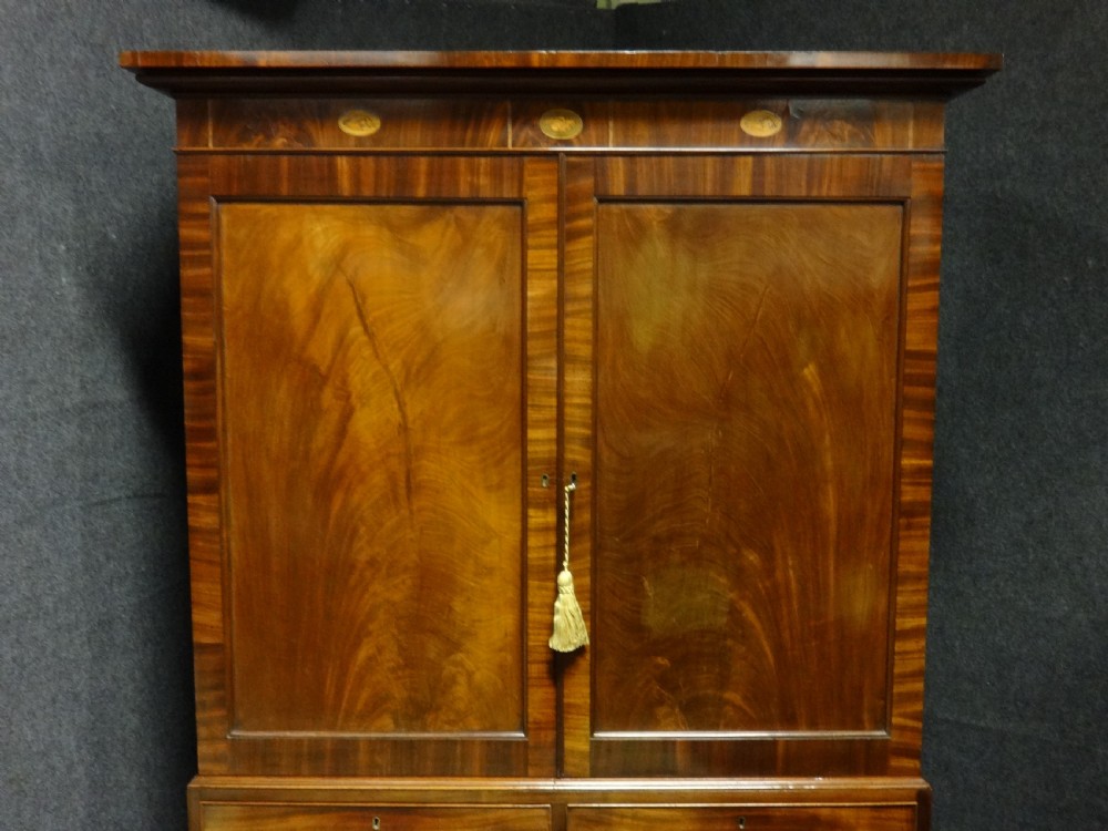 Excellent Quality Regency Mahogany Inlaid Linen Press View IV