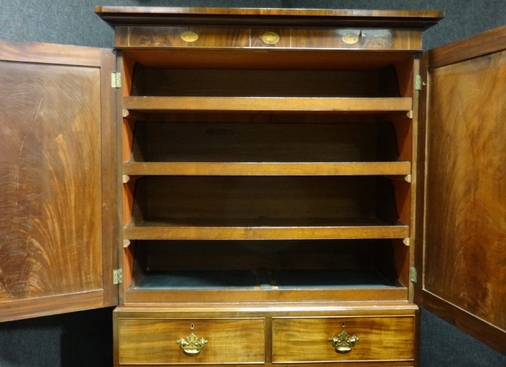 Excellent Quality Regency Mahogany Inlaid Linen Press View V