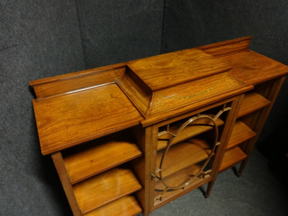 Top Quality Inlaid Satinwood Adjustable Bookcase View IV