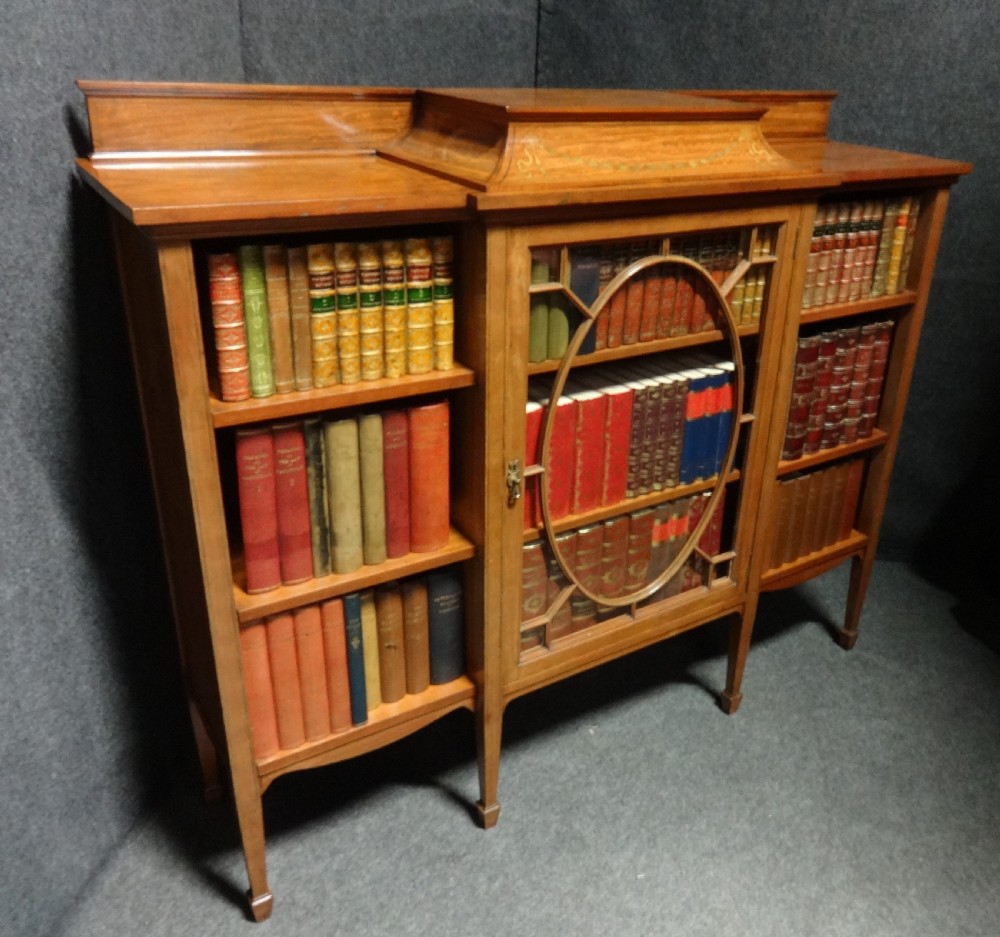 Top Quality Inlaid Satinwood Adjustable Bookcase View VIII