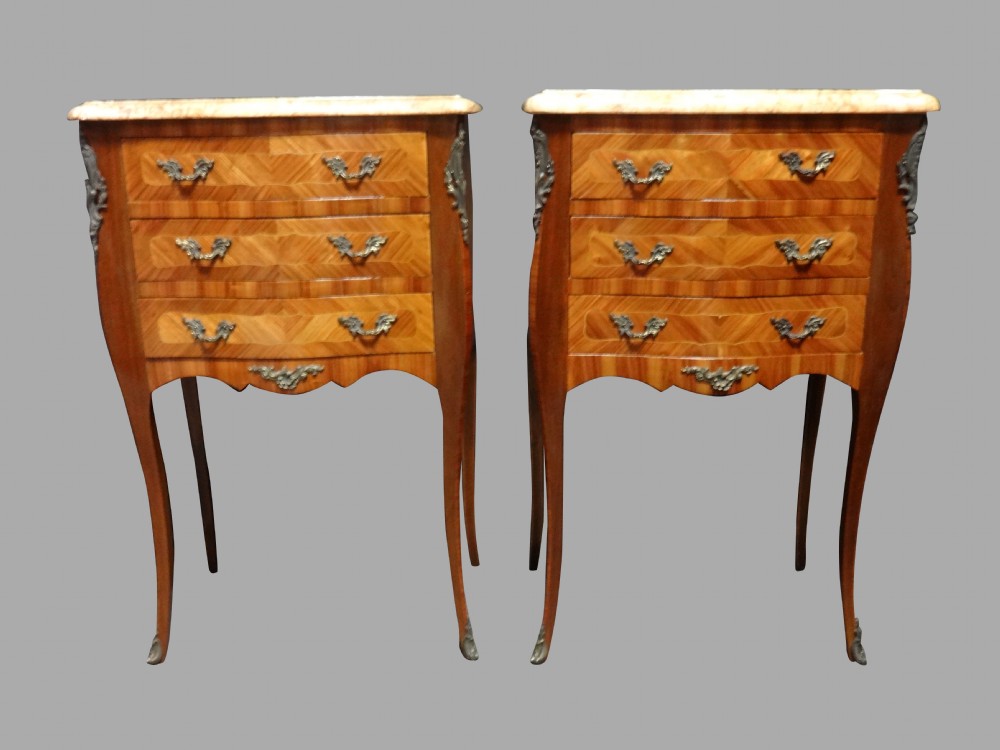 Pair Oversized French Lamp Bedside Chests of Drawers