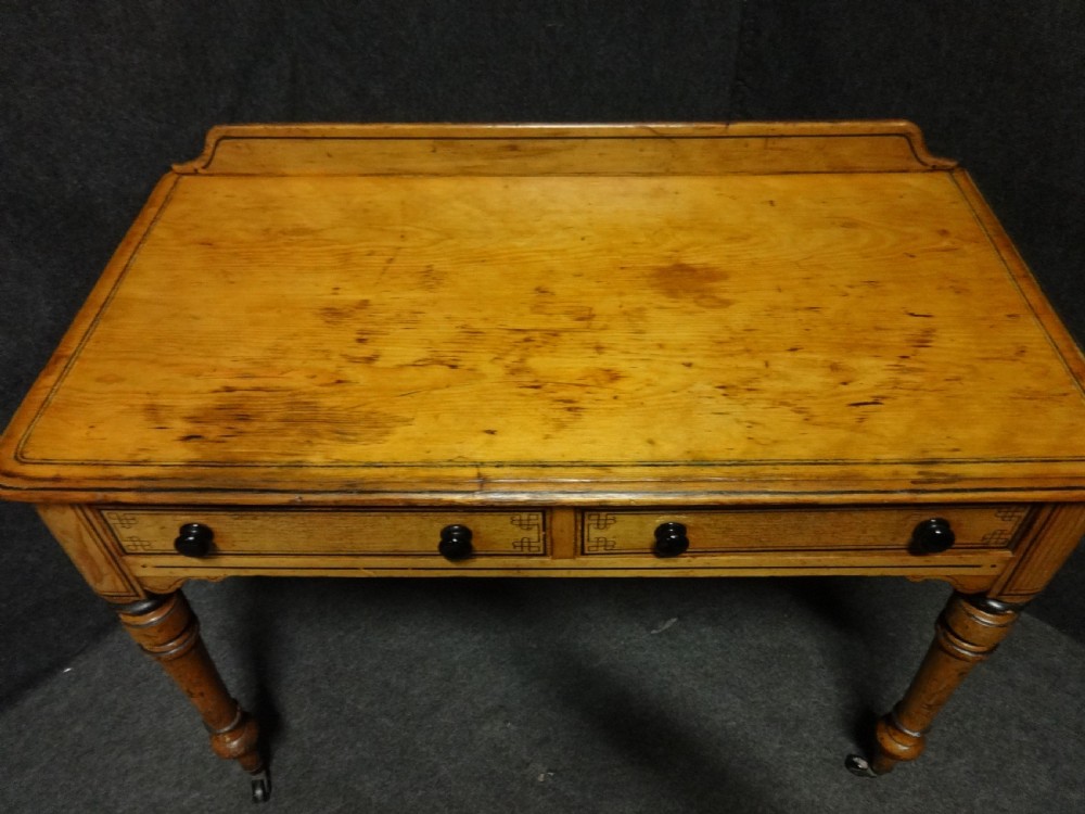 Victorian Painted Pine Two Drawer Side Table View II