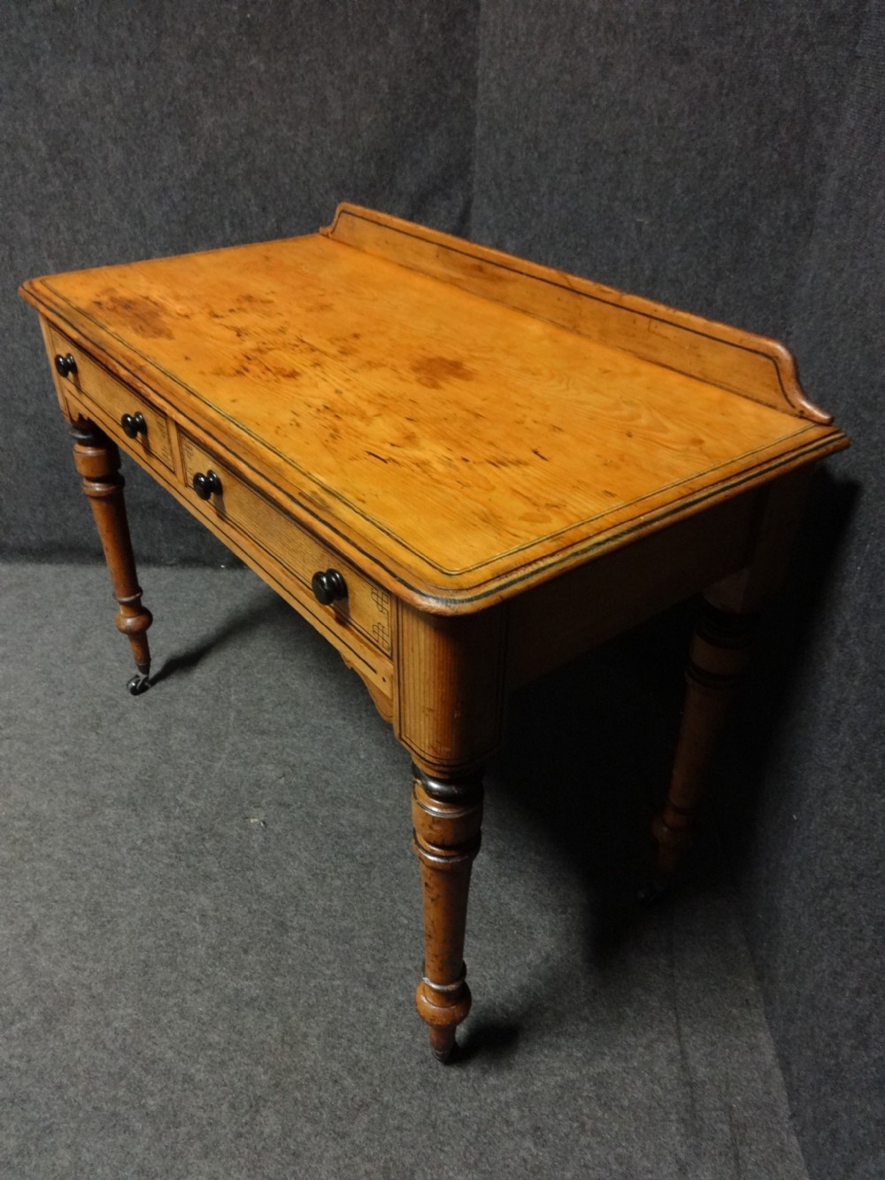Victorian Painted Pine Two Drawer Side Table View III