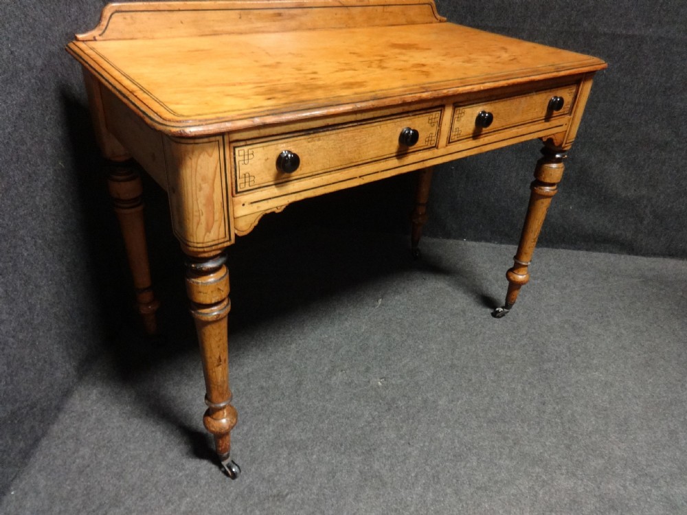 Victorian Painted Pine Two Drawer Side Table View IV