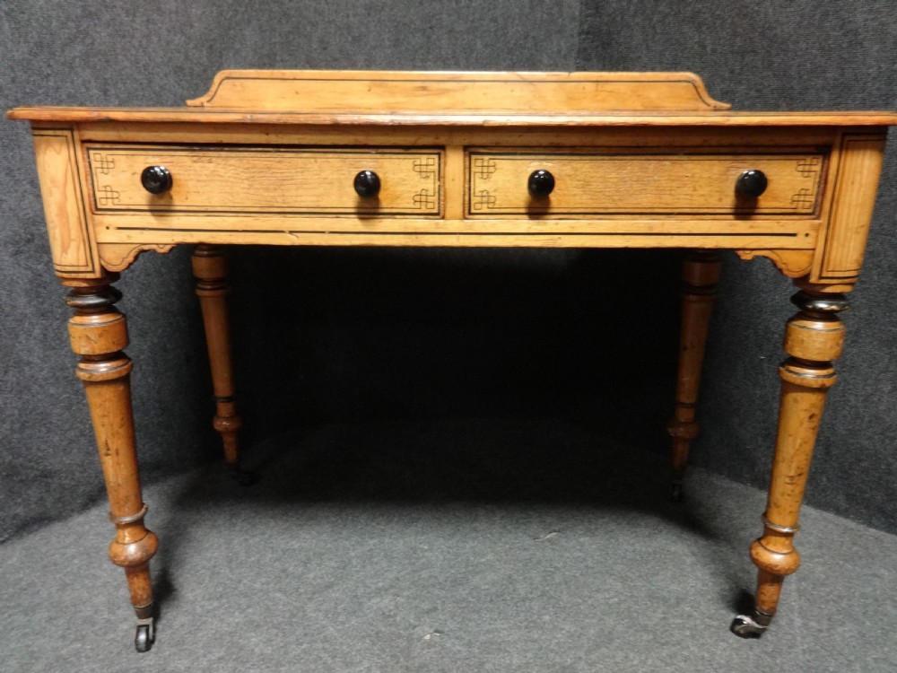Victorian Painted Pine Two Drawer Side Table View V