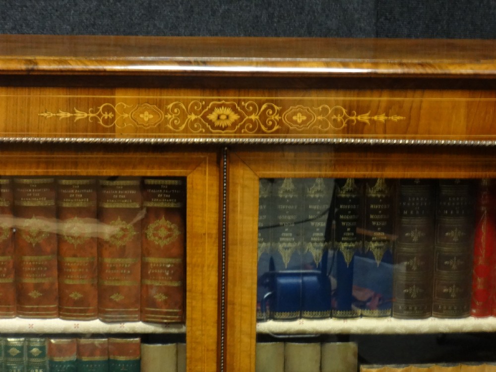 Very Good Victorian Walnut Inlaid Bookcase View II