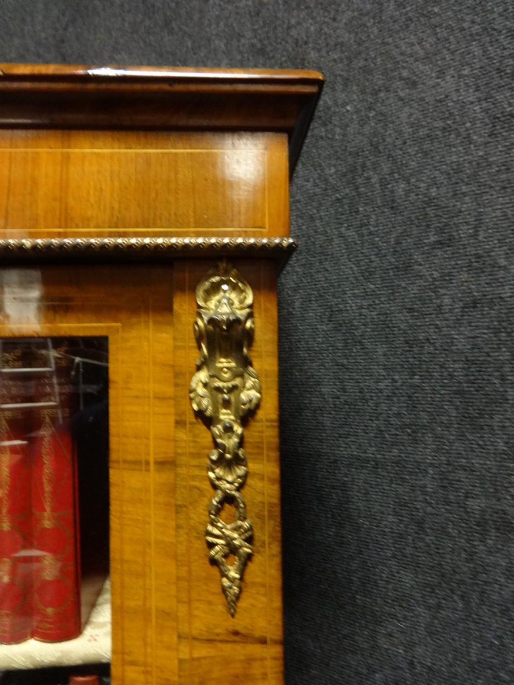 Very Good Victorian Walnut Inlaid Bookcase View IV