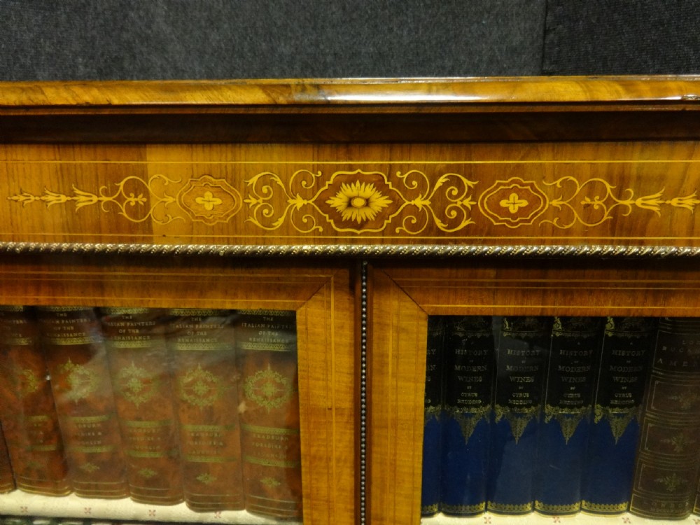 Very Good Victorian Walnut Inlaid Bookcase View V