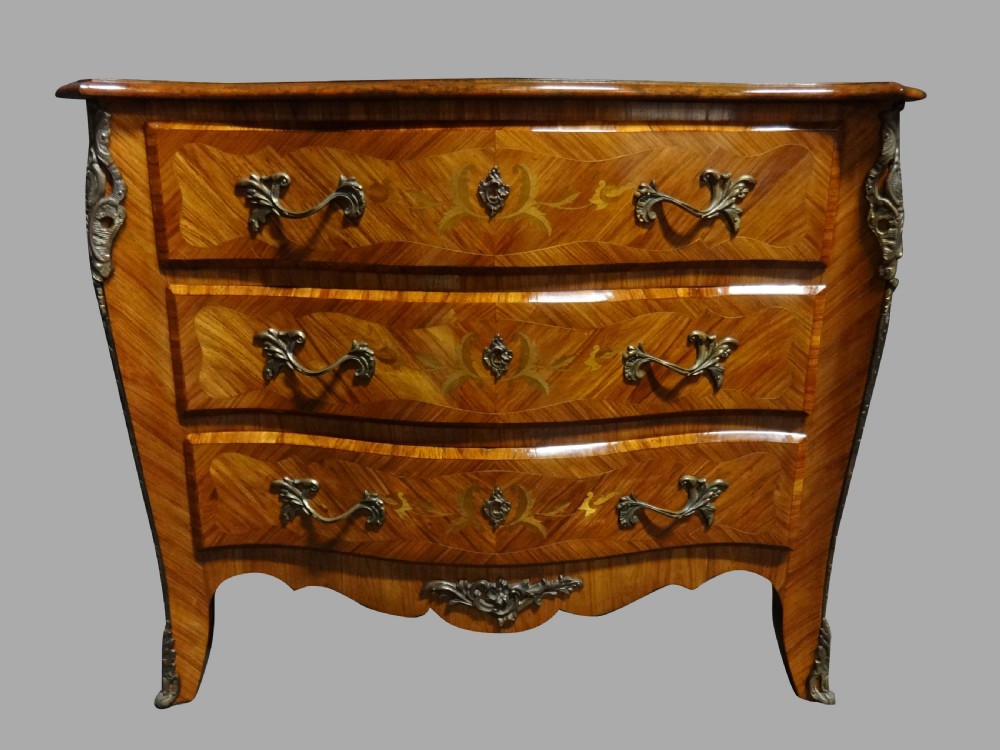 Good French Kingwood and Marquetry Commode Chest of Drawers