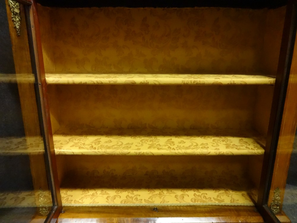 Very Good Victorian Burr Walnut Inlaid Bookcase View VI