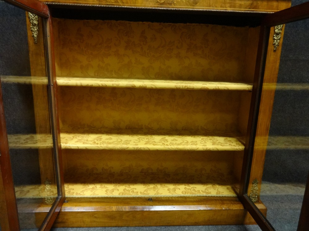 Very Good Victorian Burr Walnut Inlaid Bookcase View VIII