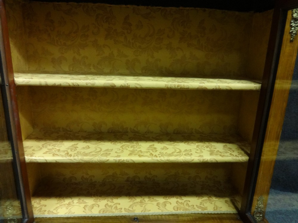 Very Good Victorian Burr Walnut Inlaid Bookcase View IX
