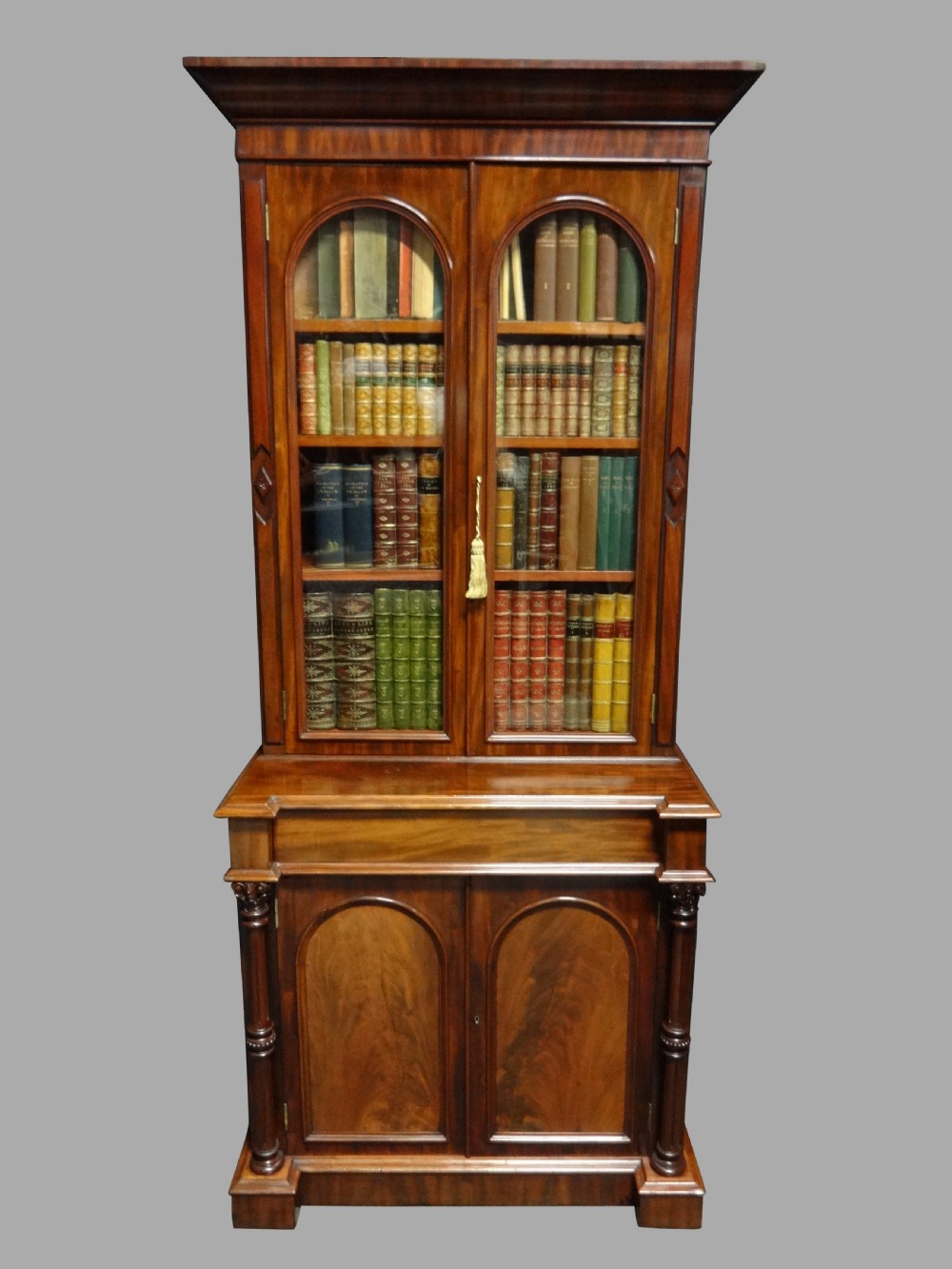 Very Good Quality Mahogany Bookcase on Cabinet of Small Proportions