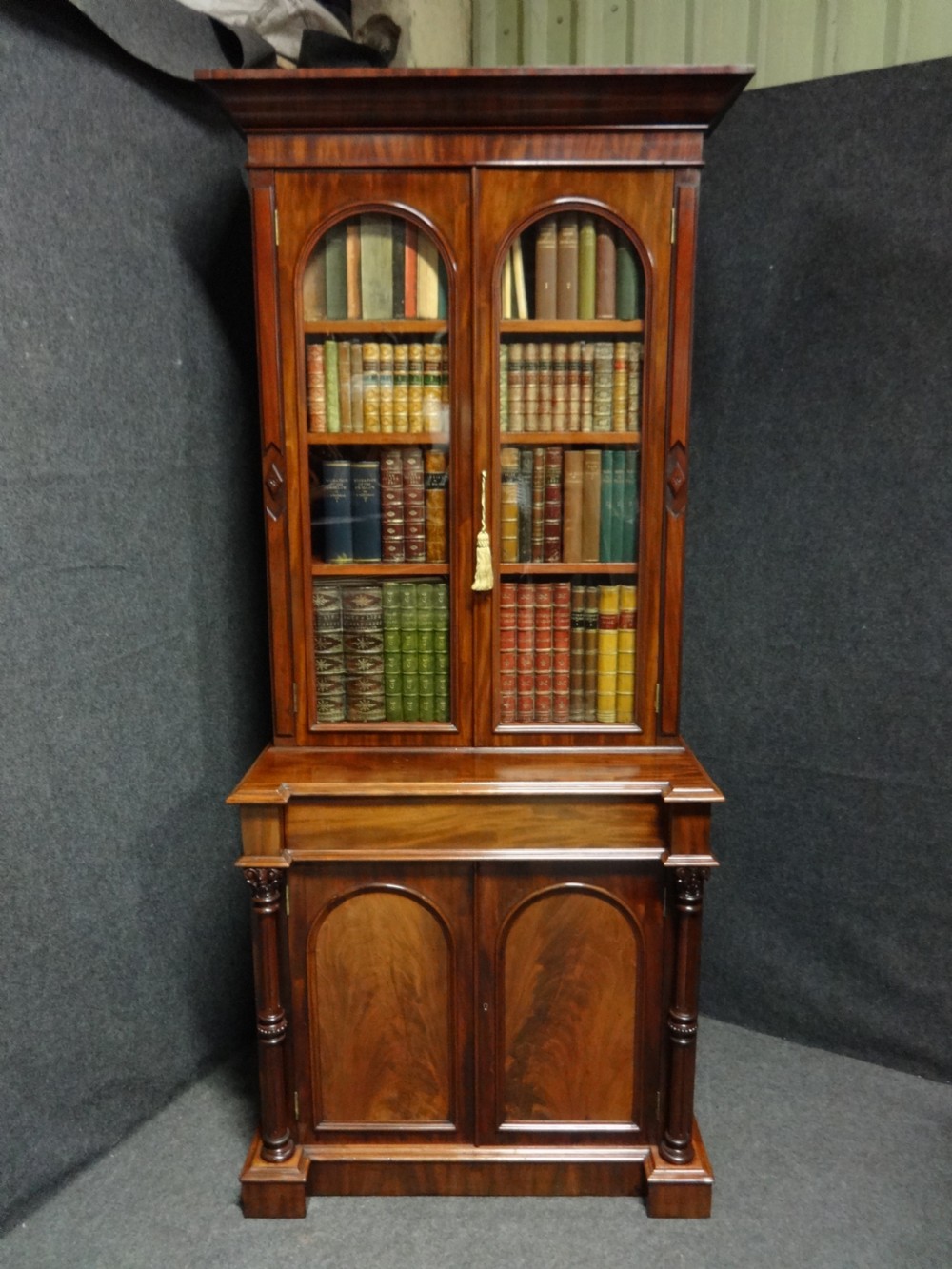 Very Good Quality Mahogany Bookcase on Cabinet of Small Proportions View II