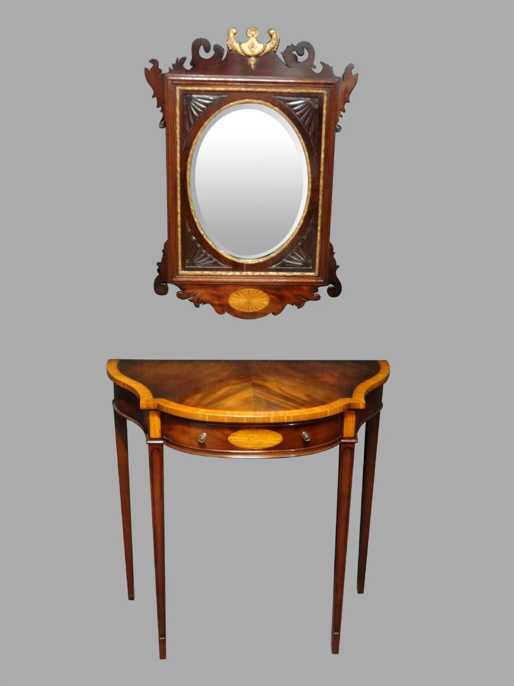 Good Mahogany Inlaid Console Table with Mirror