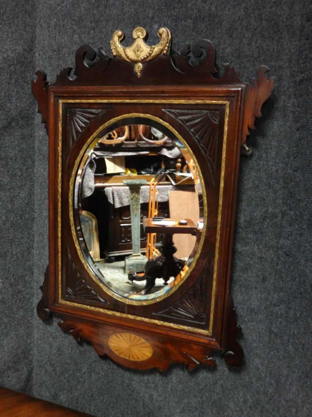 Good Mahogany Inlaid Console Table with Mirror View IV