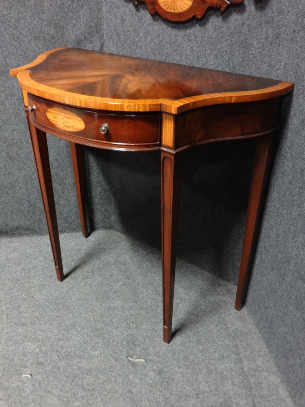 Good Mahogany Inlaid Console Table with Mirror View VI