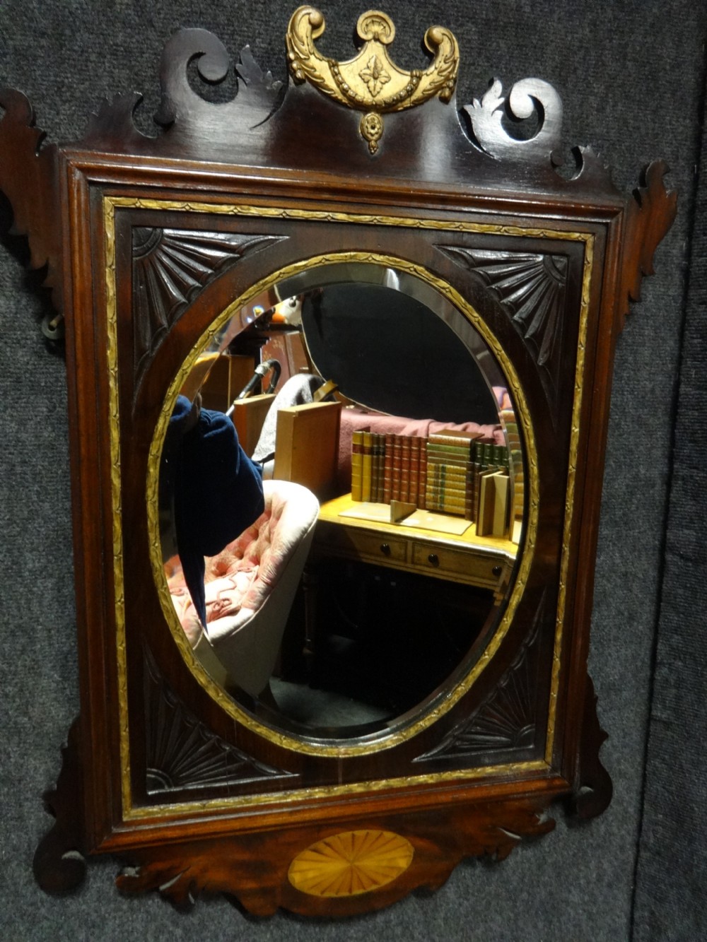 Good Mahogany Inlaid Console Table with Mirror View IX