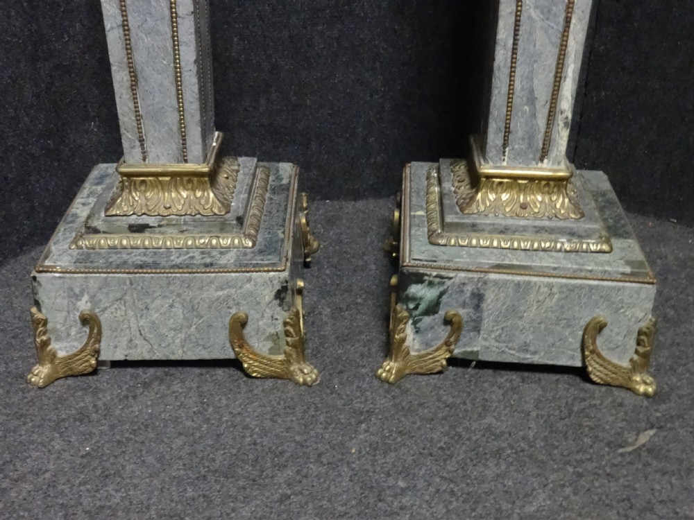 Good Pair Grey Marble Pedestals View II
