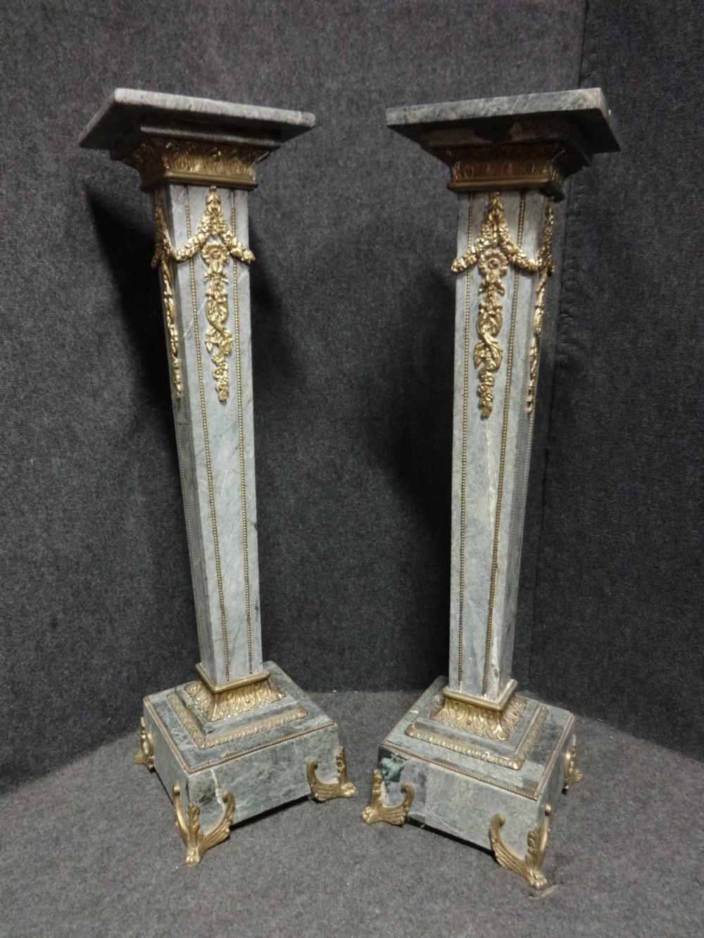 Good Pair Grey Marble Pedestals View IX