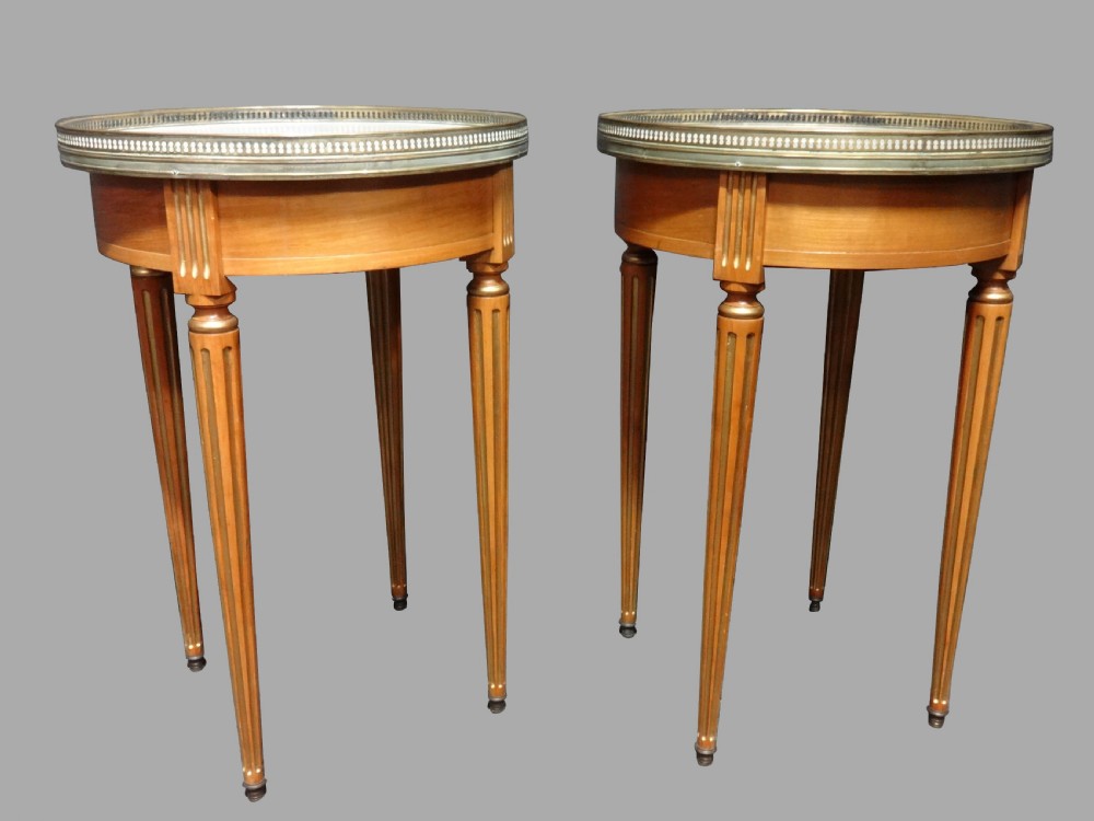 A Pair Satinwood and Parcel Gilt Gueridon Tables