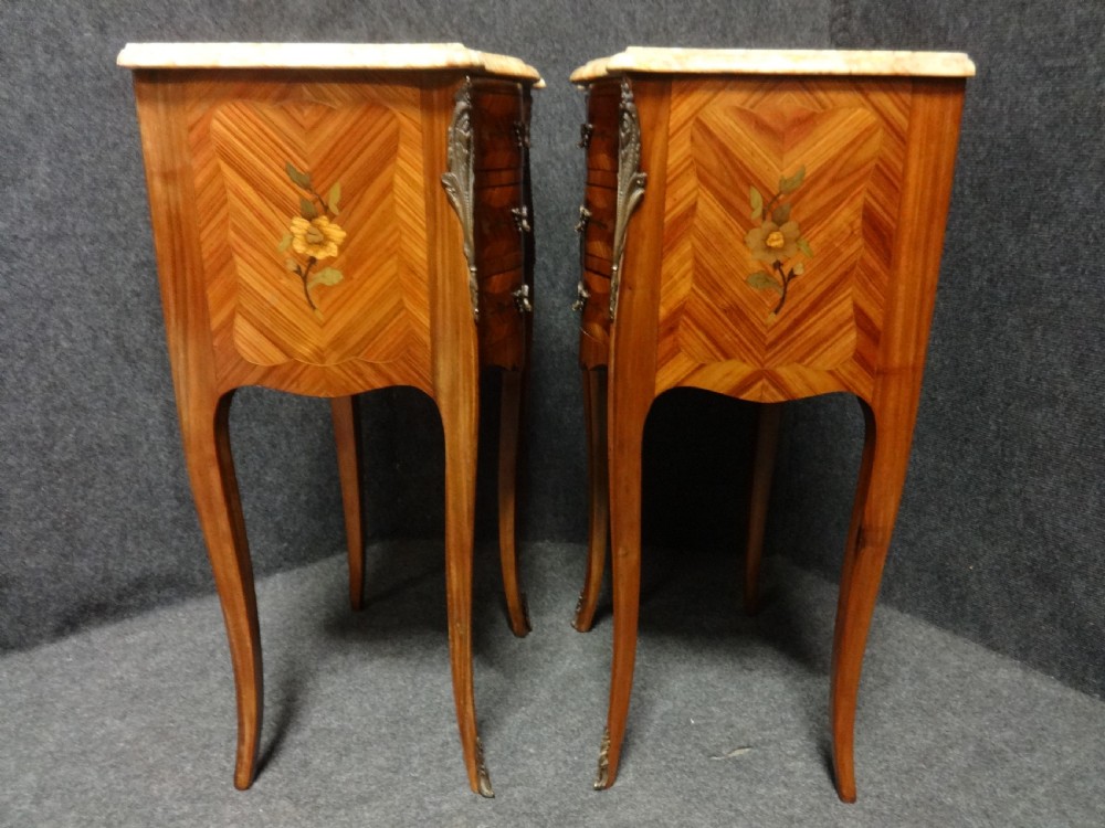 A good pair French Marquetry  Bedside Chests of Drawers View VI
