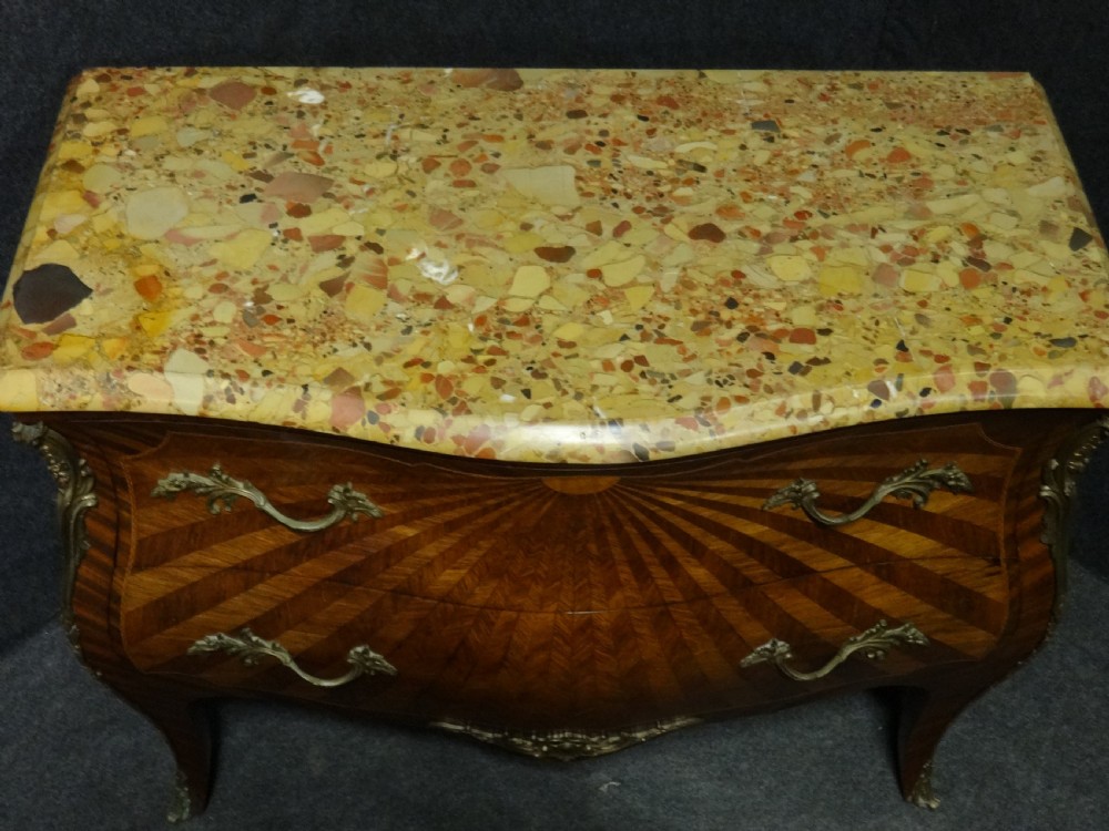 Outstanding French Sunburst Parquetry Commode Chest of Drawers View VI