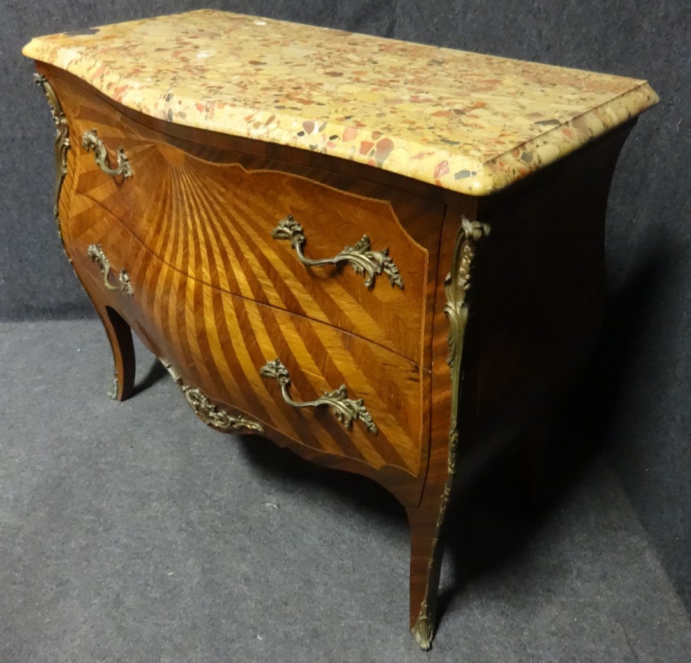 Outstanding French Sunburst Parquetry Commode Chest of Drawers View VII