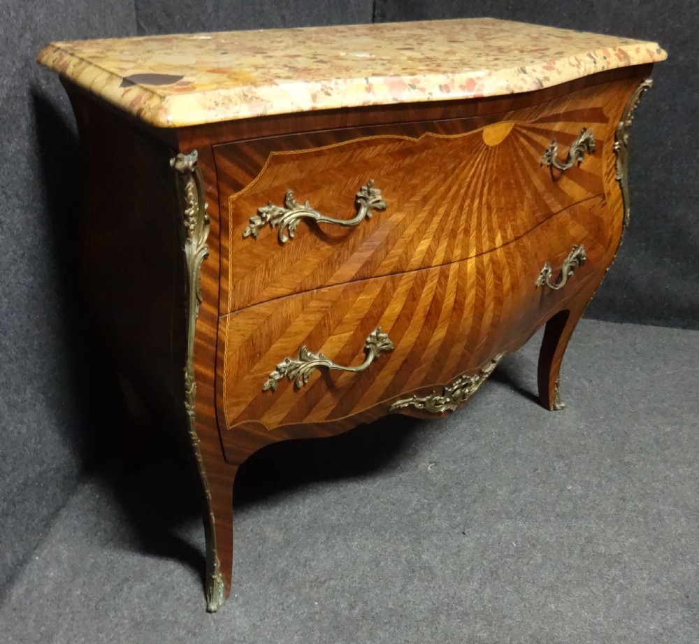 Outstanding French Sunburst Parquetry Commode Chest of Drawers View VIII