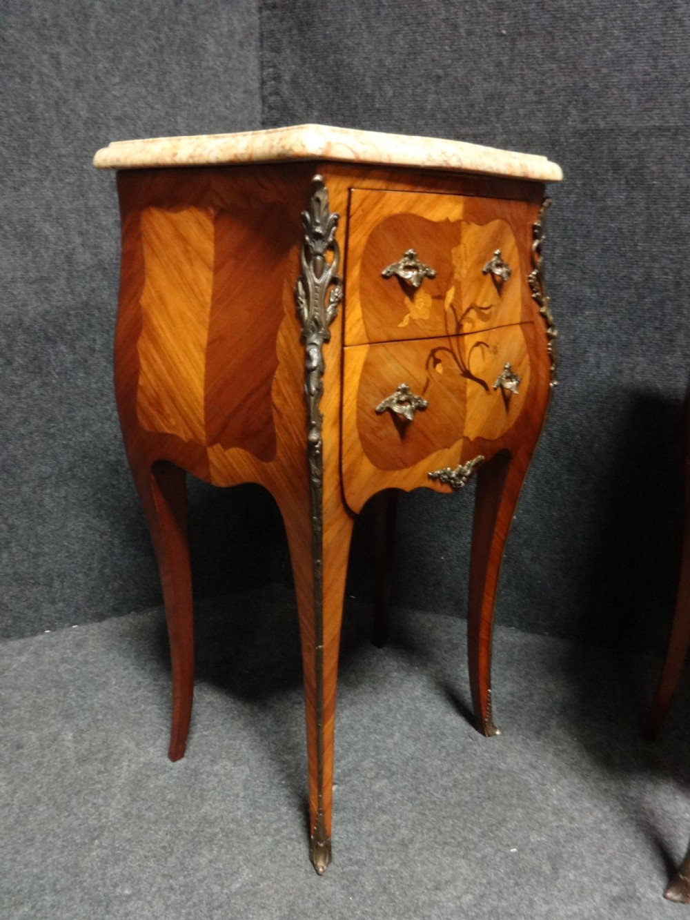 Good Pair French Kingwood Bombe Shaped Bedside Chests View III