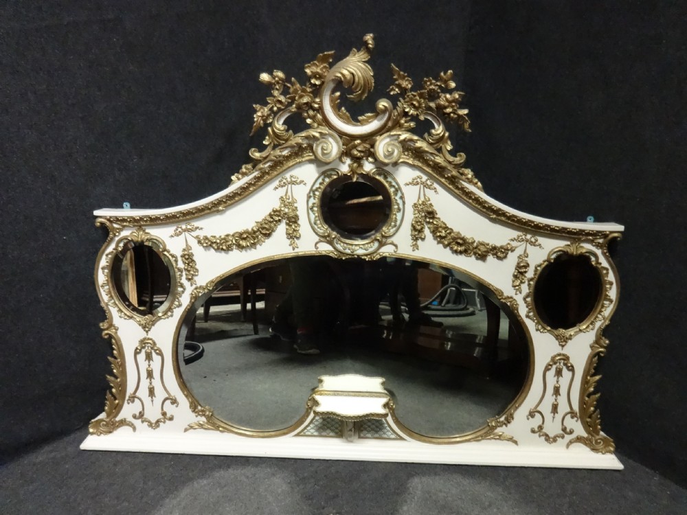 Super English Painted and Parcel Gilt Overmantle Mirror View II