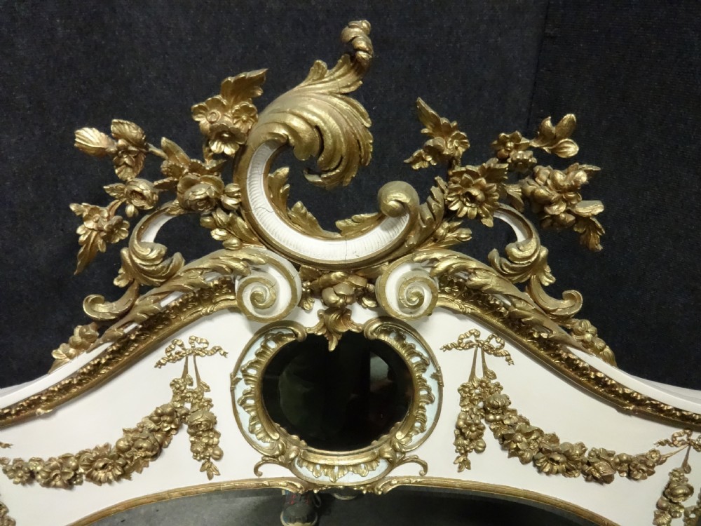 Super English Painted and Parcel Gilt Overmantle Mirror View III