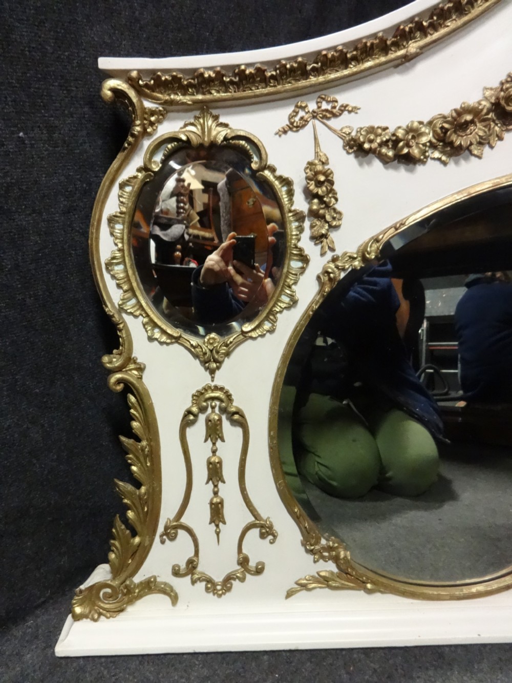 Super English Painted and Parcel Gilt Overmantle Mirror View IV