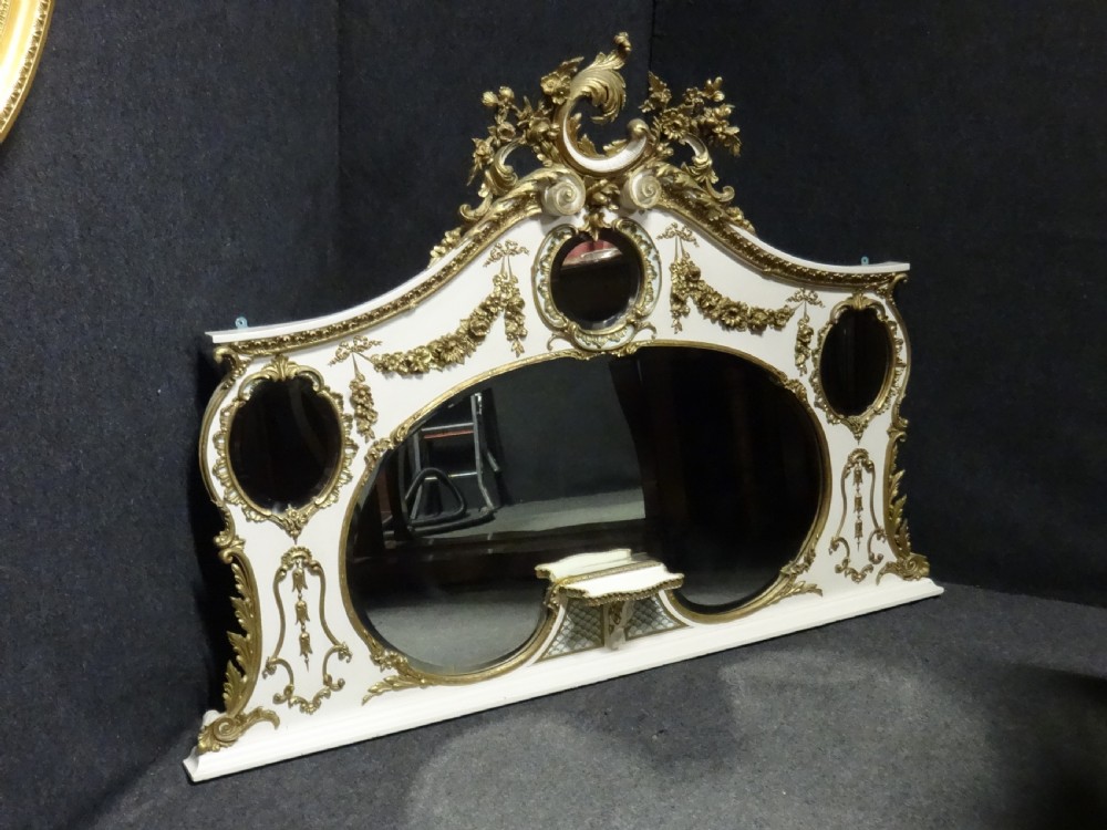 Super English Painted and Parcel Gilt Overmantle Mirror View VIII