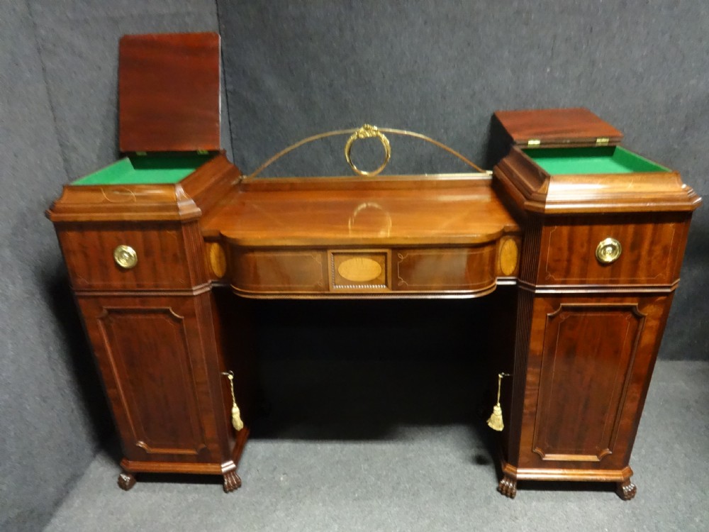 Exceptional Quality Regency Inlaid Pedestal Sideboard View XI